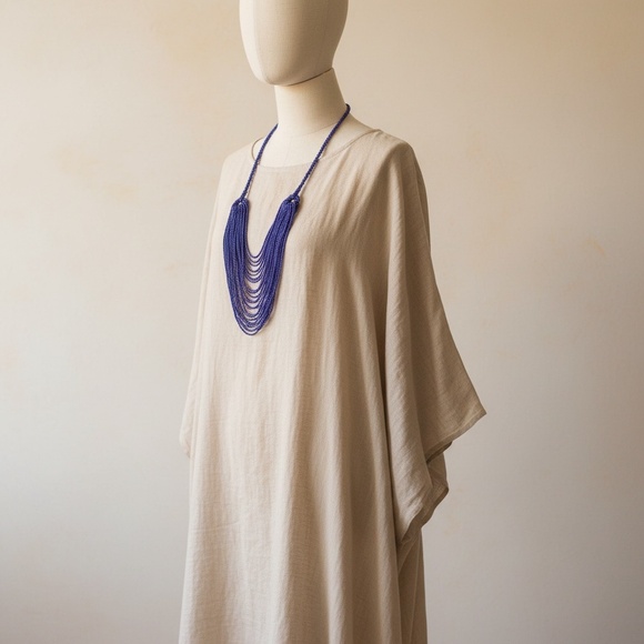 Purple Seed Bead Necklace, Boho Multi Strand Beaded Statement Necklace, Handmade - Picture 6 of 16